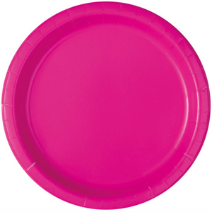 Neon Pink Solid Round 9" Dinner Plates (16 Pack)