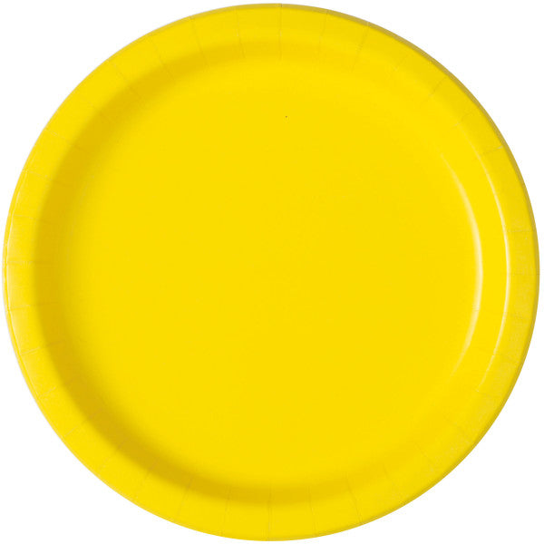 Neon Yellow Solid Round 7" Dessert Plates (20 pack)