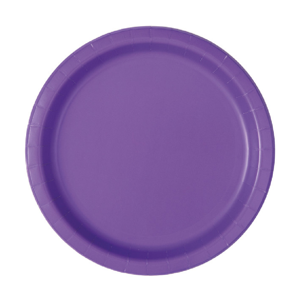 Neon Purple Solid Round 7" Dessert Plates (20 Pack)