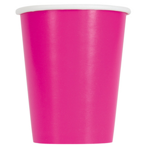 Neon Pink Solid 9oz Paper Cups (14 Pack)
