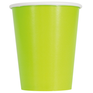 Neon Green Solid 9oz Paper Cups (14 Pack)