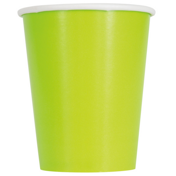 Neon Green Solid 9oz Paper Cups (14 Pack)