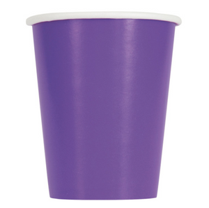 Neon Purple Solid 9oz Paper Cups (14 Pack)