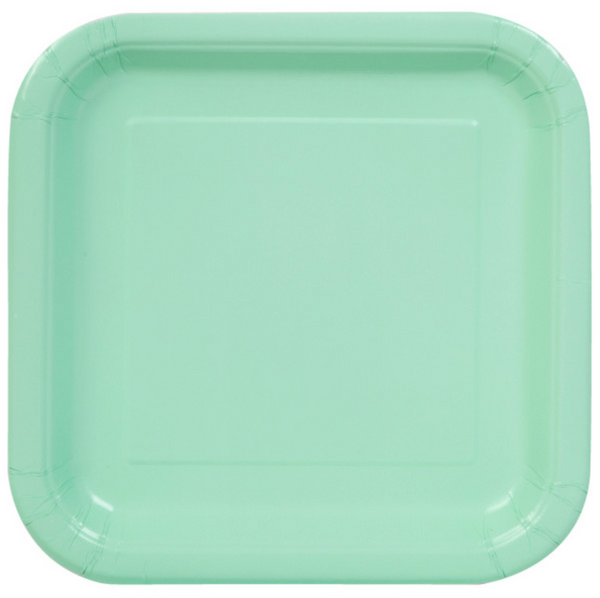 Mint Solid Square 7" Dessert Plates (16 Pack)