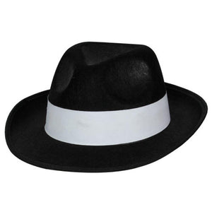 Gangster Hat - Black Felt with White Band