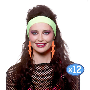 80's Lightning Earrings - Neon Orange (1 Pair Included)