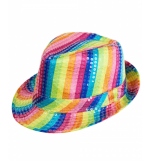 Sequin Fedora - Rainbow