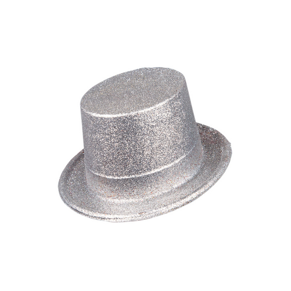 Glitter Top Hat - Silver
