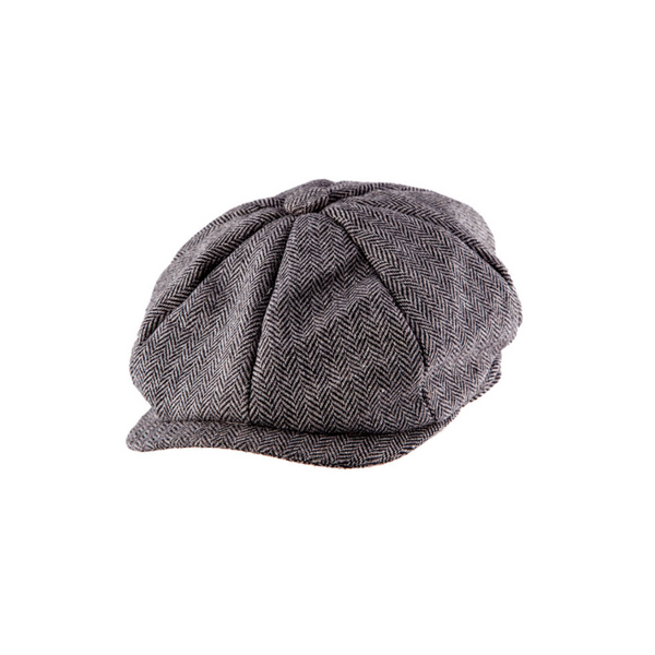 Flat Cap - Grey Herringbone