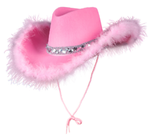 Texan Cowgirl Hat - Pink/Sequins/Marabou