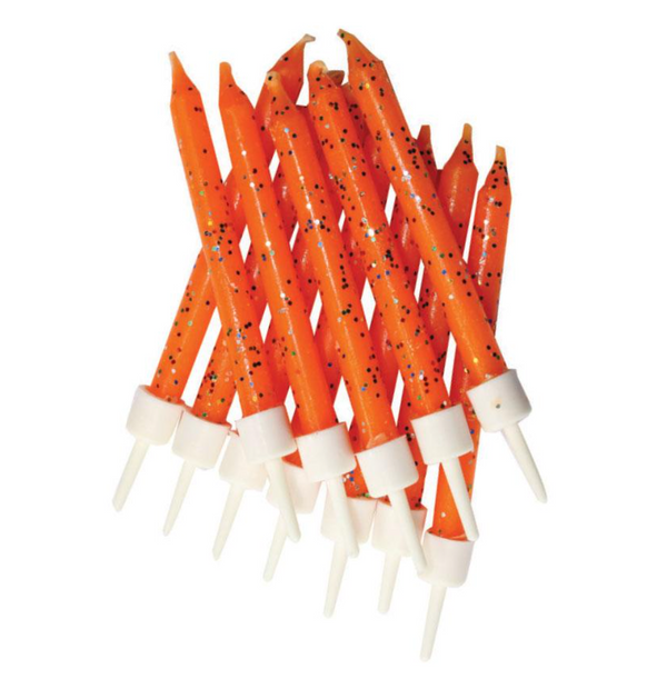 Glitter Candles Orange with Holder - 7.5cm (3"") - (75 Pack)
