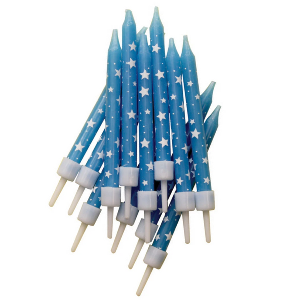 Stars Candles Blue with Holders