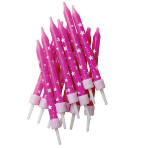 Stars Candles Pink with Holders