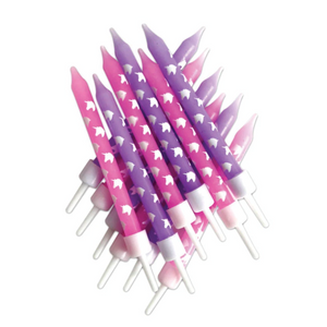 Unicorn Candles Pink & Lilac with Holders 7.5cm (12 pack)