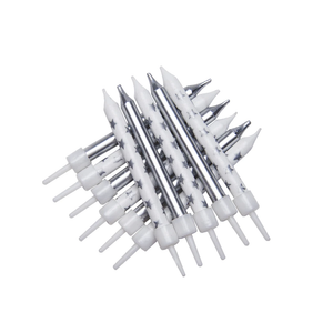 Metallic Star Mix Candles - Silver with Holders 3" (12 pack)