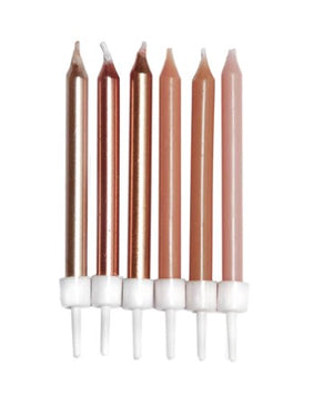 Metallic Neutral Mix Cake Candles with Holders