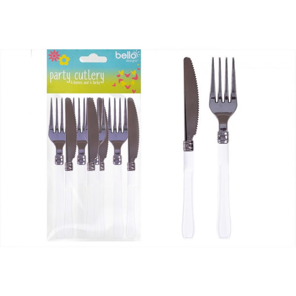 PARTY CUTLERY SET WHITE ONLY (8 Pack)