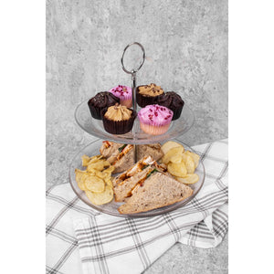GLASS 2 TIER CAKE STAND (18x23cm)