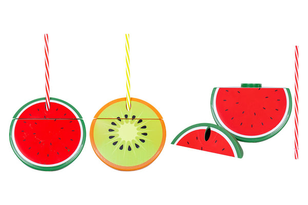 NOVELTY WATERMELON/KIWI CUP WITH STRAW