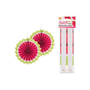 WATERMELON PAPER FANS 15cm ( 2 Pack)