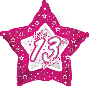 Pink Stars Age 13 Foil Balloon (17/18")