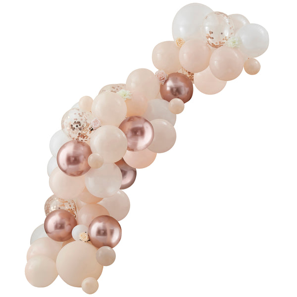 Baby In Bloom - Peach, White and Rose Gold Balloon Arch