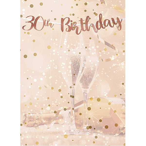 30th Birthday Rose Gold Letter Script Bunting