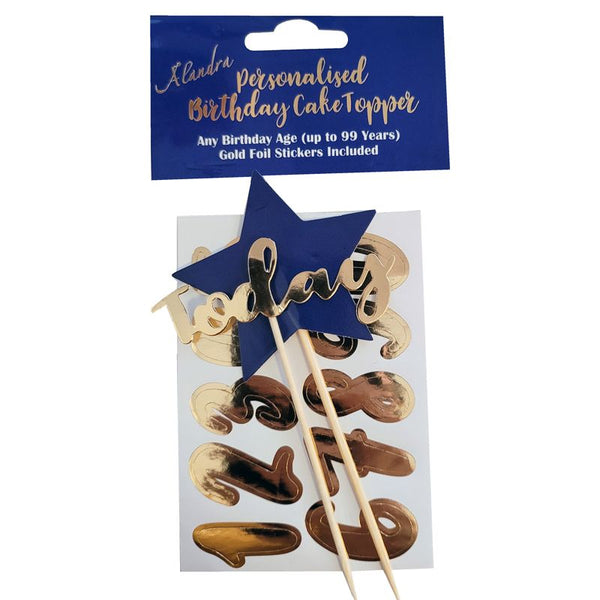 Personalised Cake Topper Navy Gold