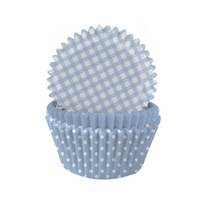 Pastel Blue Gingham & Polka Mix Cupcake Cases