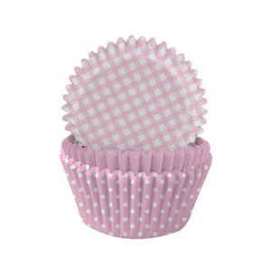 Pastel Pink Gingham and Polka Mix Cupcake Cases (75 pack)