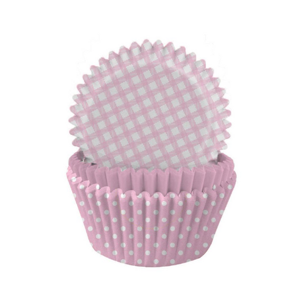 Pastel Pink Gingham and Polka Mix Cupcake Cases (75 pack)