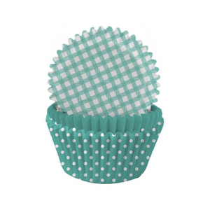 Fresh Mint Gingham and Polka Mix Cupcake Cases - 3.2 x 4.8cm (1.25 x 1.8"")