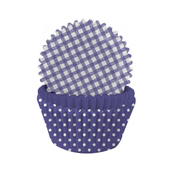 Amethyst Gingham and Polka Mix Cupcake Cases - 3.2 x 4.8cm (1.25 x 1.8"")