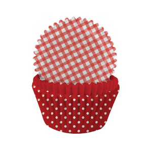 Classic Red Gingham and Polka Mix Cupcake Cases - 3.2 x 4.8cm (1.25 x 1.8"")