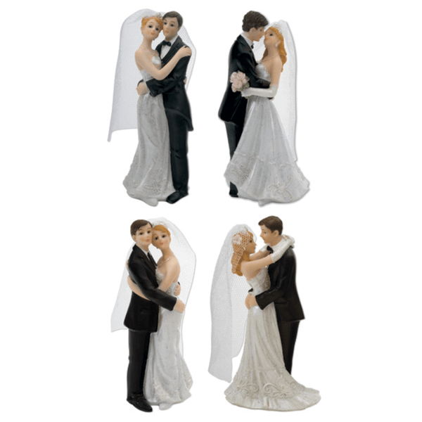 WHITE BRIDE AND GROOM STANDING (4 PACK)