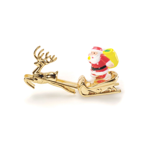 Santa & Golden Sleigh Plastic Cake Topper Picks (3.25")