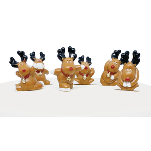 Fun Rudolph Plastic Cake Topper Picks (2.75")