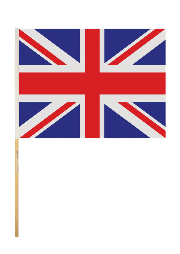 Union Jack Hand Flag with Wooden Stick (45cm x 30cm)