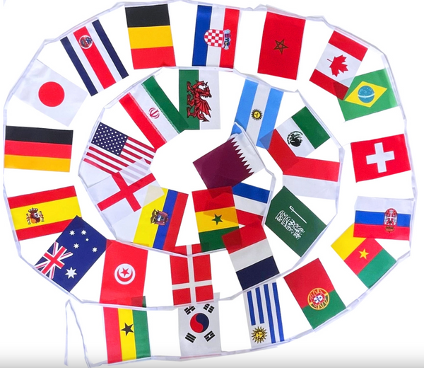 FLAG BUNTING WITH 32 FLAGS WORLD CUP NYLON - (7M)