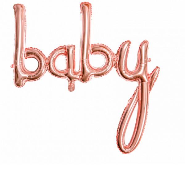 Foil balloon Baby in rose gold colour, size approx. 73.5 x 75.5 cm (29x30'').