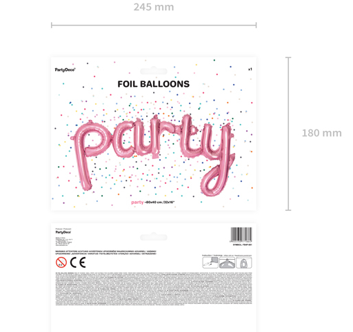 Foil Balloon Party - pink (80x40cm)