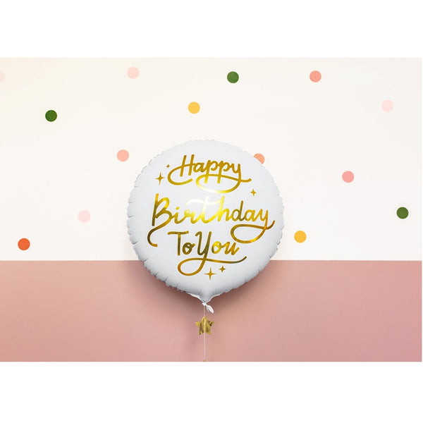 Foil balloon Happy Birthday To You White (35cm)