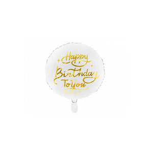 Foil balloon Happy Birthday To You White (35cm)