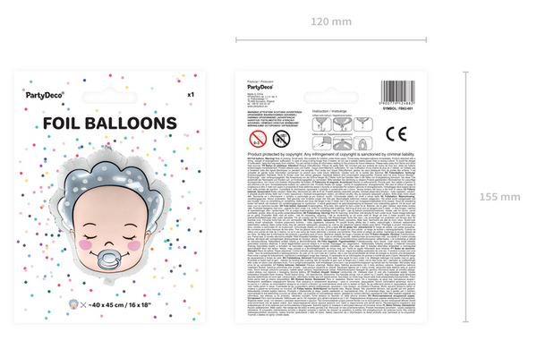 Foil balloon Baby - Boy mix (40x45cm)