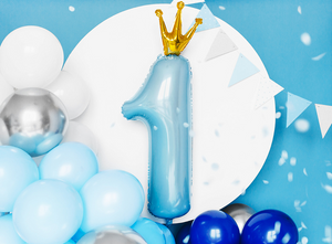 Number ''1'' Foil Balloon - sky-blue (30x90cm)