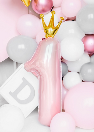 Number ''1'' Foil Balloon - light pink (30x90cm)