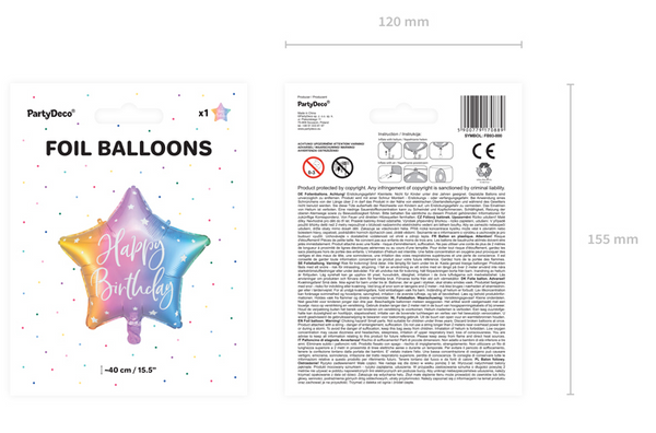Foil balloon Happy Birthday- mix (40cm)
