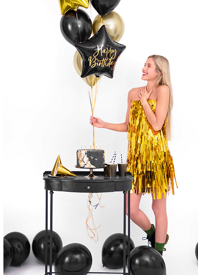 Foil balloon Happy Birthday - black (40cm)