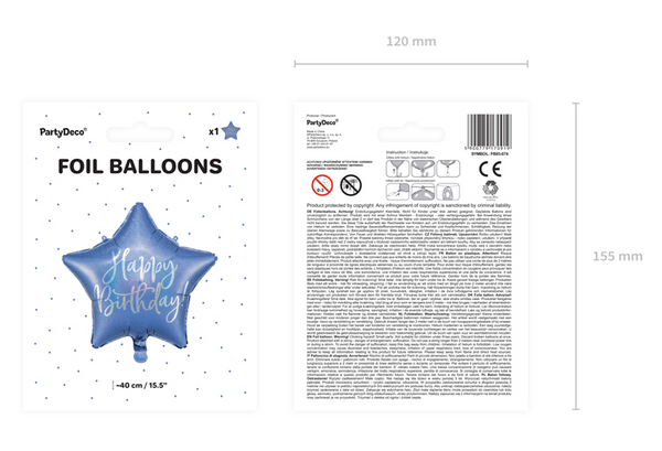 Foil balloon Happy Birthday - navy blue (40cm)