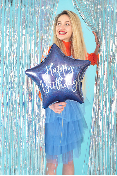 Foil balloon Happy Birthday - navy blue (40cm)